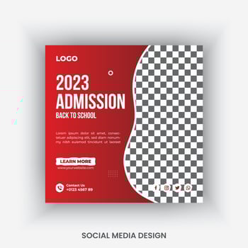 Admission social media post template design vector