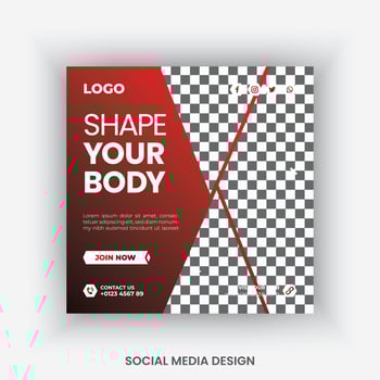 Gym social media post template design vector