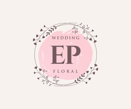 EP Initials letter Wedding monogram logos template, hand drawn modern minimalistic and floral templates for Invitation cards, Save the Date, elegant identity. vector