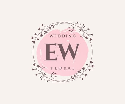 EW Initials letter Wedding monogram logos template, hand drawn modern minimalistic and floral templates for Invitation cards, Save the Date, elegant identity. vector