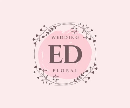 ED Initials letter Wedding monogram logos template, hand drawn modern minimalistic and floral templates for Invitation cards, Save the Date, elegant identity. vector