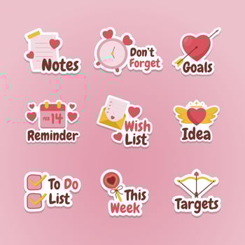 Valentine's Day Journal Stickers vector
