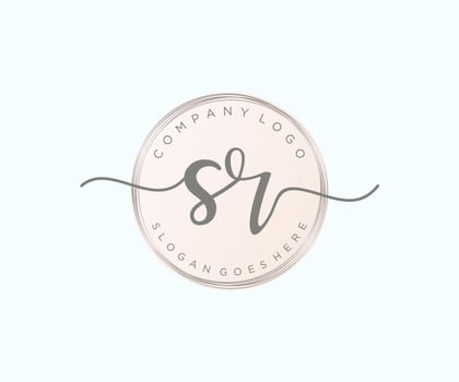 Initial SR feminine logo. Usable for Nature, Salon, Spa, Cosmetic and Beauty Logos. Flat Vector Logo Design Template Element.