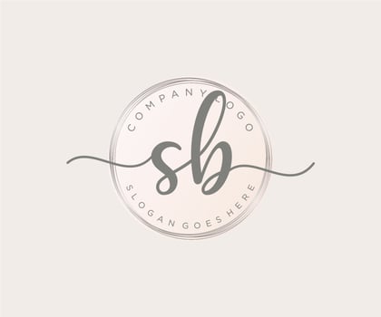 Initial SB feminine logo. Usable for Nature, Salon, Spa, Cosmetic and Beauty Logos. Flat Vector Logo Design Template Element.