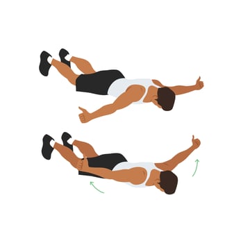 Man doing Floor t raises exercise. Flat vector illustration isolated on white background
