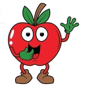 cute apple cartoon illustration graphic vector