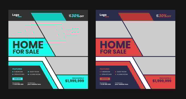 real estate home sale social media post template design vector