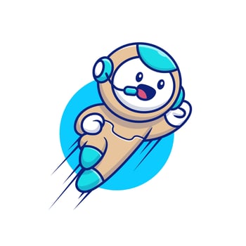 Cute Robot Flying Cartoon Vector Icon Illustration. People Technology Icon Concept Isolated Premium Vector. Flat Cartoon Style