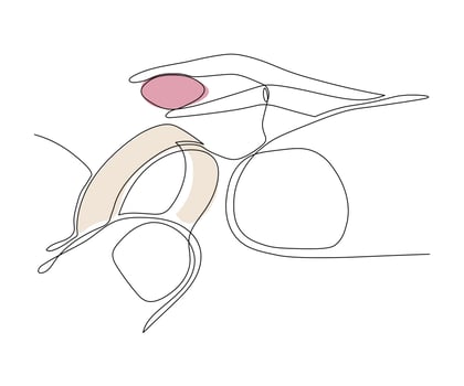 jeweler's hand with tweezers and ring hand drawn, mono line, one line art. Logo vector