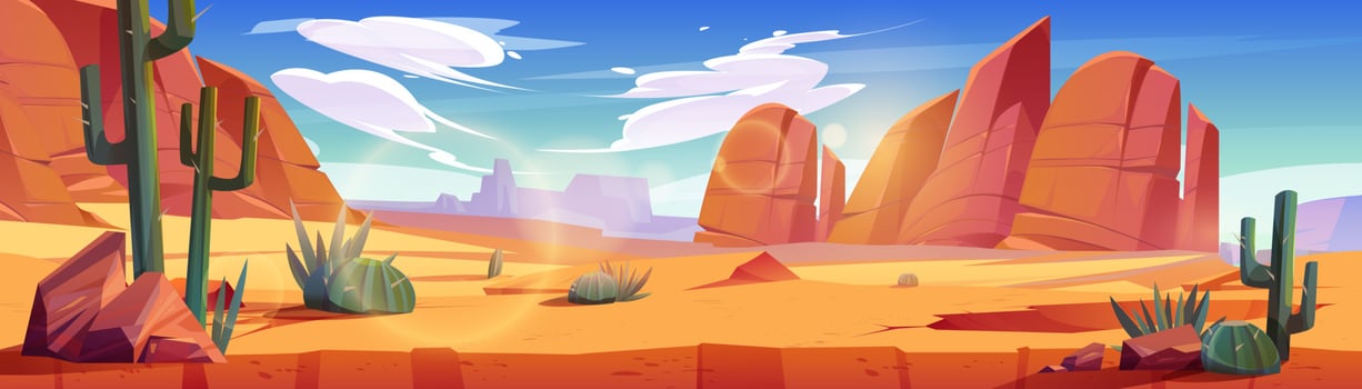 Desert of Africa or Wild West Arizona landscape vector