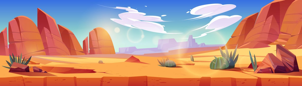 Desert of Africa or Wild West Arizona landscape vector