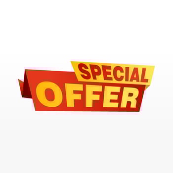 Special offer vector ribbon design template. Banner sale tag. Market special offer discount label