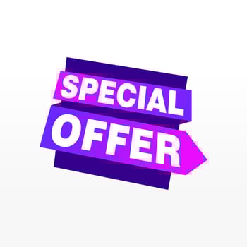 Special offer vector ribbon design template. Banner sale tag. Market special offer discount label