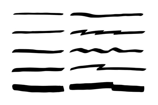 Vector set of hand drawn underline.