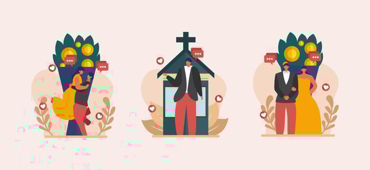 Wedding Celebration  Flat Bundle Design vector