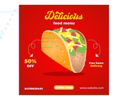 Food menu banner social media template pro Vector