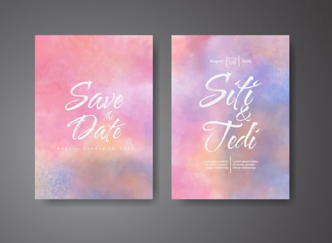 Wedding invitation with abstract watercolor background vector