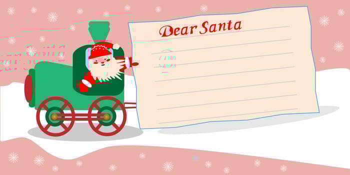 christmas card with santa claus on a steam locomotive letter to santa vector