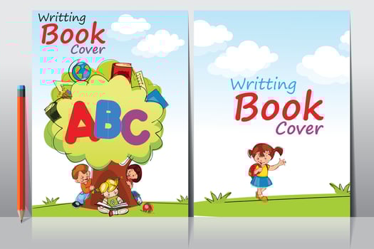 School Writing book cover design vector