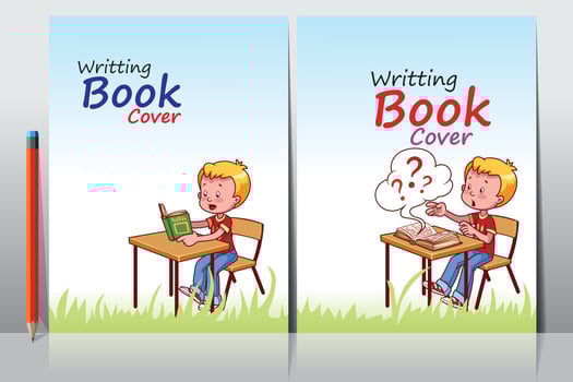 School Writing book cover design vector