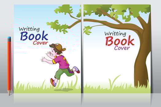 School Writing book cover design vector