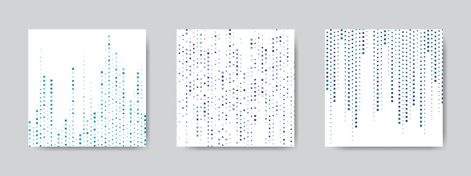 Abstract colorful square geometric halftone background for social media post template collection vector