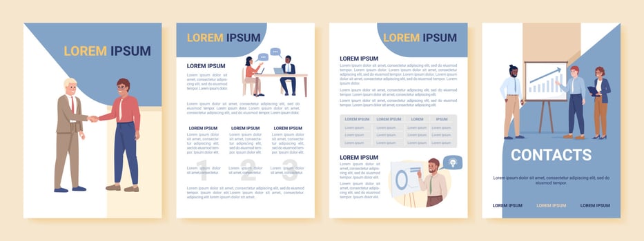 Business development tips flat vector brochure template. Informational booklet, leaflet printable flat color designs. Editable magazine page, reports kit with text space
