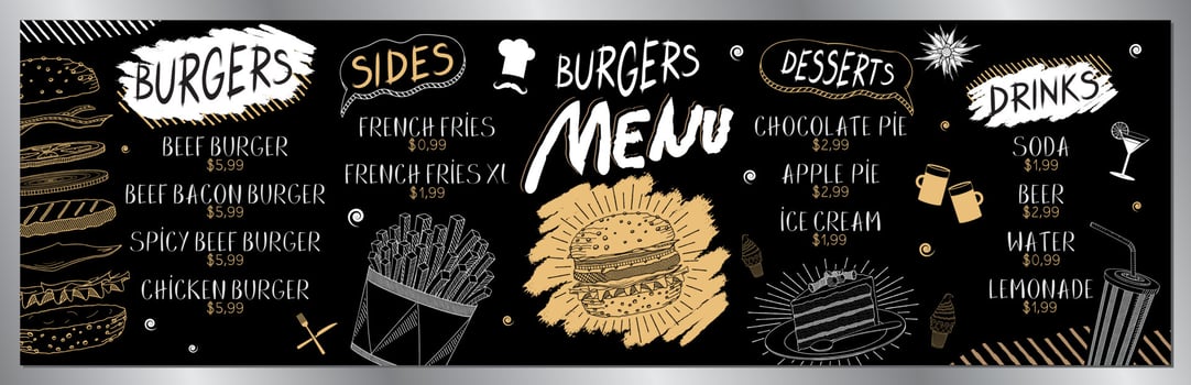 Vintage Burger Menu Template vector