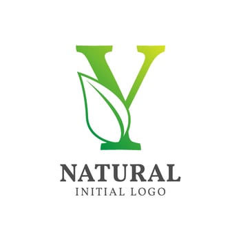 letter Y with leaf natural initial vector logo design