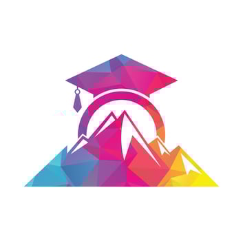 Mountain education logo design icon template. Mountain education cap logo design inspiration vector
