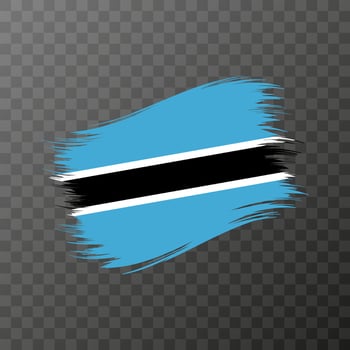 Botswana national flag. Grunge brush stroke. Vector illustration on transparent background.