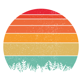 vintage retro striped sunset graphics. png