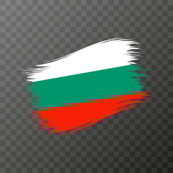 Bulgaria national flag. Grunge brush stroke. Vector illustration on transparent background.
