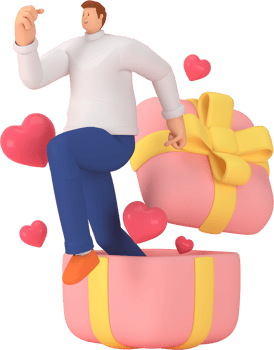 3d character in the festival of Valentine's Day. 3d rendering of graphic resourse. png