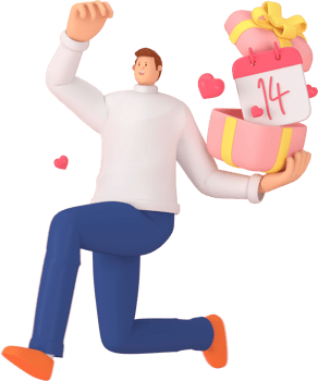3d character in the festival of Valentine's Day. 3d rendering of graphic resourse. png