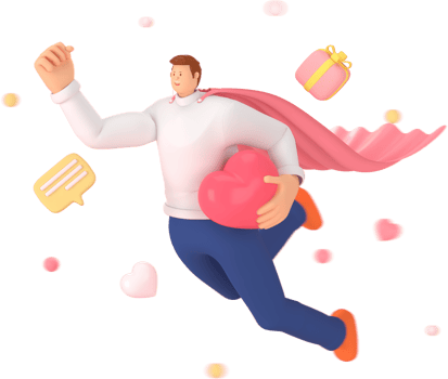 3d character in the festival of Valentine's Day. 3d rendering of graphic resourse. png