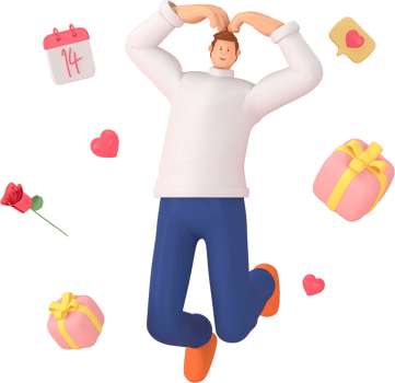 3d character in the festival of Valentine's Day. 3d rendering of graphic resourse. png