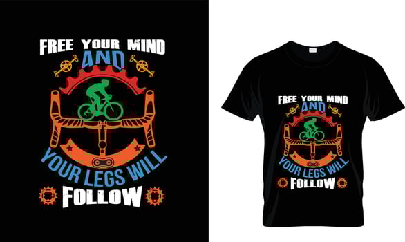 Bicycle T-Shirt Design  Free Vector