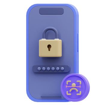 3d Illustration Internet Security face id png