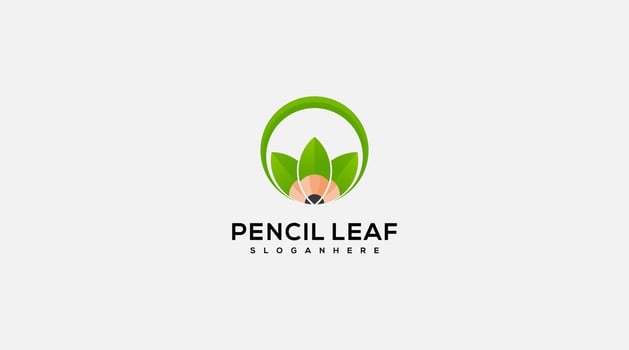 Pencil leaf vector logo design illustration
