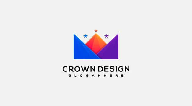 Crown design vector logo illustration symbol