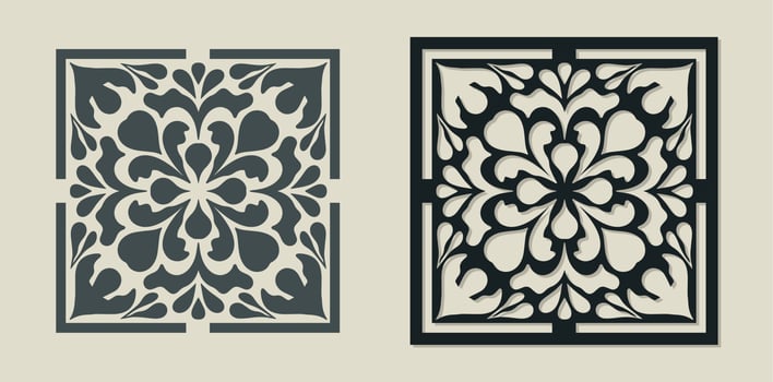 Vector Laser cut decorative Template of Majolica tile with Vintage ornament for stencils, die cutting or wood carving, element for wedding invitation card