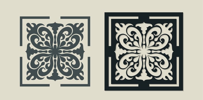 Vector Laser cut decorative Template of Majolica tile with Vintage ornament for stencils, die cutting or wood carving, element for wedding invitation card