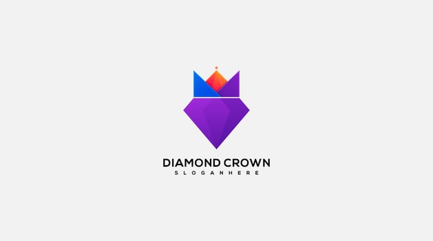 Diamond crown vector logo design illustration icon