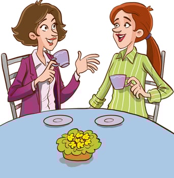 Women Drinking Coffee cartoon vector illustration