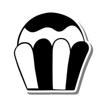 Monochrome Cupcake on white silhouette and gray shadow. Vector illustration for decoration or any design.