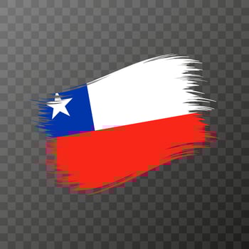 Chile national flag. Grunge brush stroke. Vector illustration on transparent background.