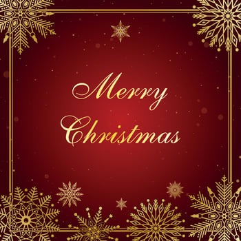 Elegant Merry Christmas Greeting Card in deep red and gold vector