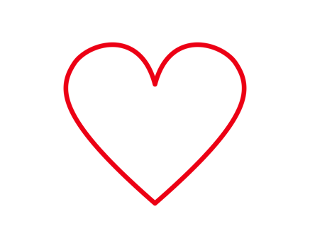Simple Red Heart Outline Drawing png