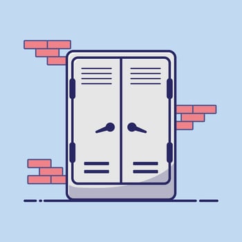 Office iron locker simple cartoon illustration. Business concept. Isolated background vector